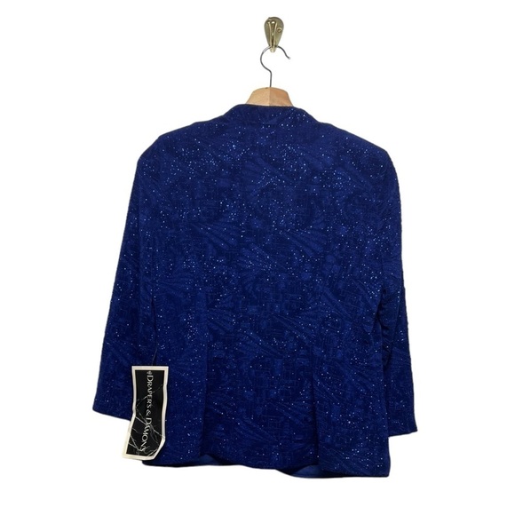 NWT ALEX EVENINGS Glitter Jacquard Knit Jacket Electric Blue 8 - Picture 7 of 10